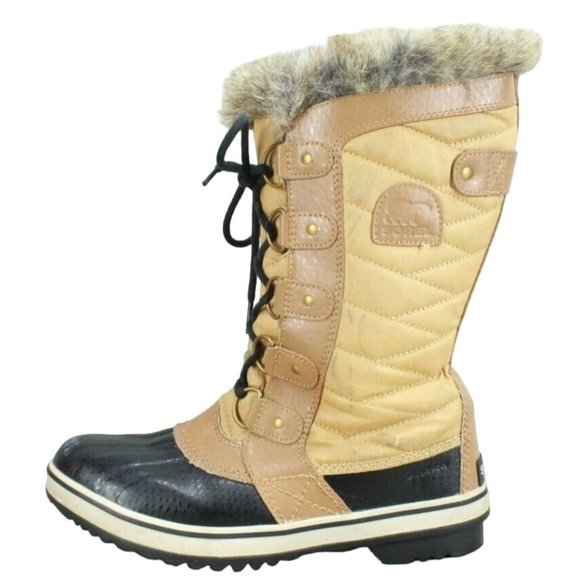 Sorel Tan Nylon Toffino II Lined Waterproof Snow Winter Duck Boots Size 8 - Picture 1 of 9